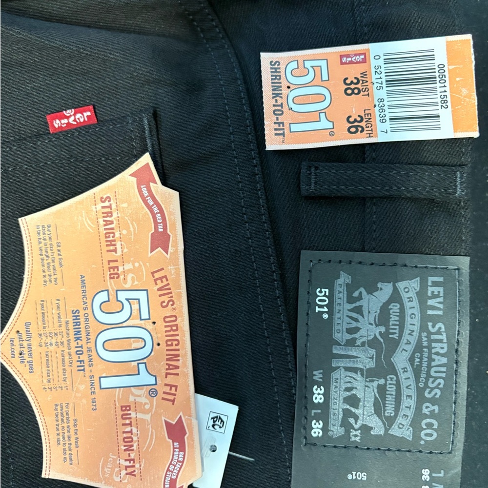 Levi's Men's Black 501 Shrink to Fit Straight Jeans